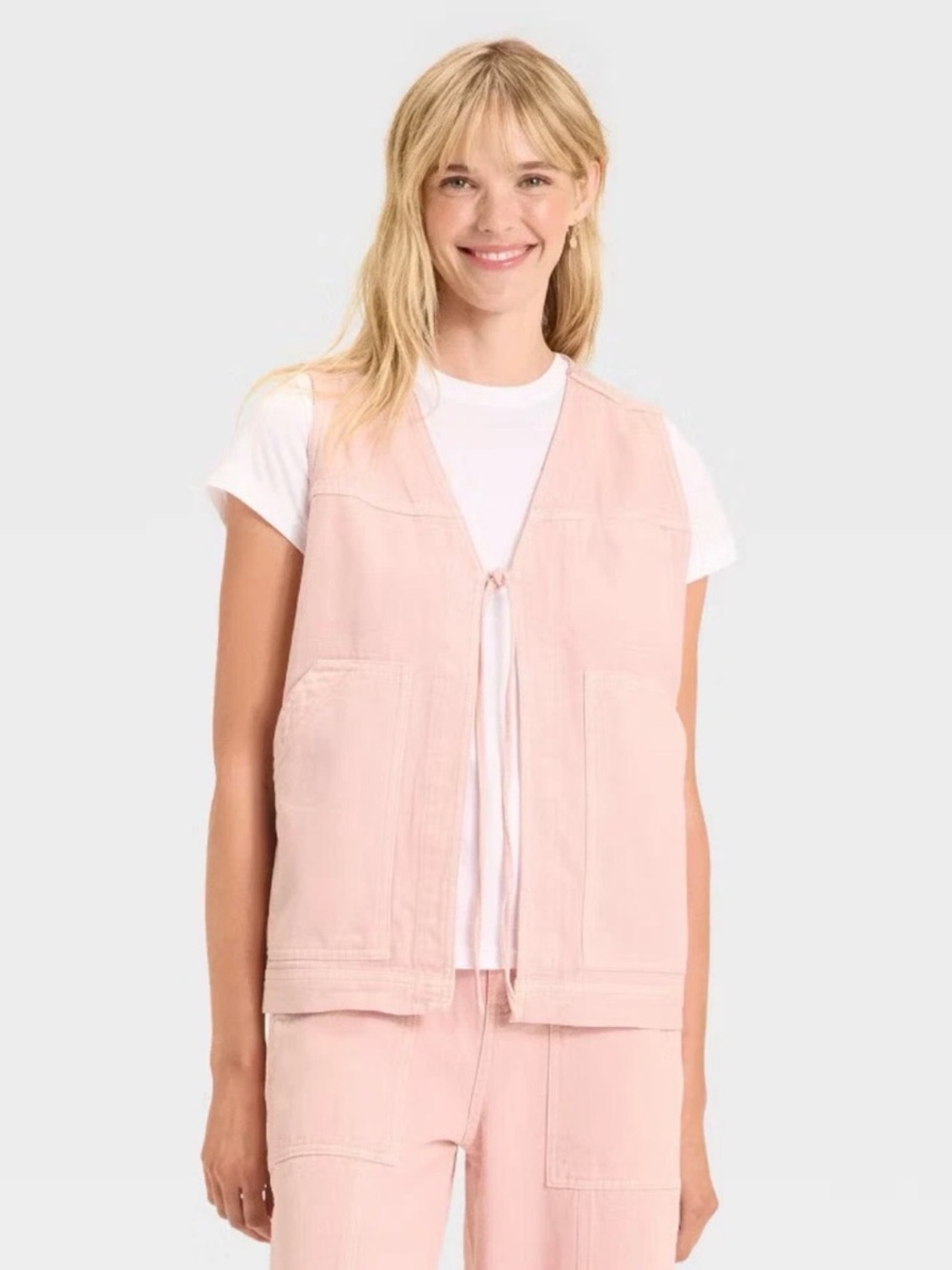NWT - Women’s Universal Thread Pink Tie Utility Vest - Size Medium (oversized)